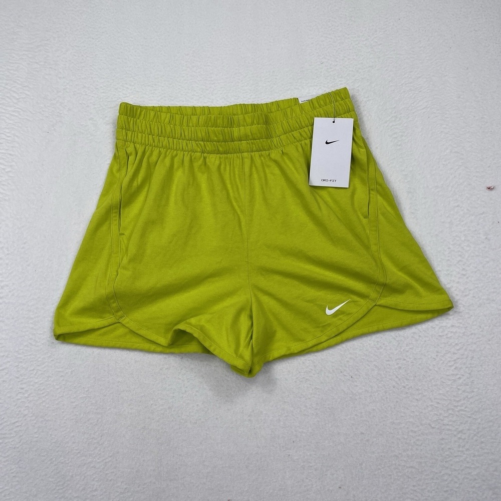 Nike Dri-Fit Girls Shorts Size Youth large High Rise Knit Green DX4965 - Picture 1 of 8